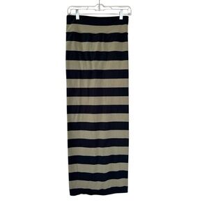 Free People Striped Column Maxi Skirt in Army Green and Black Size Small